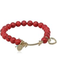 NINE WEST VINTAGE AMERICA "Royal Charmer" Gold-Tone and Coral Arrow Motif Stretch Bracelet, 2.3"