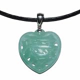 Sterling Silver Green Jadeite “Love” Chinese Character Heart-Shaped Pendant on Leather Cord, 18″ Reviews