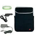 Black Amazon Kindle DX 3 Pocket Vertical Carrying Sleeve + Rapid Kindle DX Car Charger + Kindle DX Wall Charger + Live*Laugh*Love Wrist Band!!! (Kindle DX Not Included)