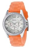 Fossil #ES2526 Women's Multi Function Glitz Orange Silicone Strap Watch