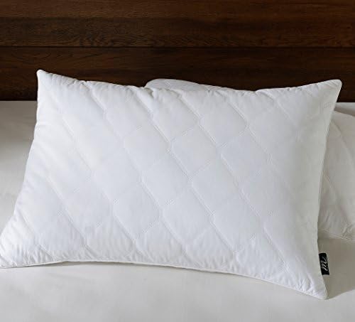 Millihome Quilted Feather and Down Pillows, 100% Egyptian Cotton, Standard/Queen Size, White Pillow, Set of 2