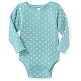 オールドネイビー OLD NAVY/ パターンワッフル-ニットボディスーツ ホワイト/ブルードット ロンパース長袖 0～3ヶ月【並行輸入】