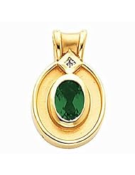 10K Yellow Gold Oval Cut Chrome Tourmaline and Diamond Pendant -- LIFETIME WARRANTY
