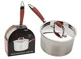 Ethos Hells Kitchen 16cm Saucepan with lid Stainless Steel Red Handles  from Ethos