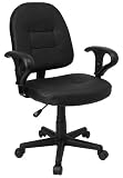 Task Office Chair with Black Leather Seat and Back with Arms - BT-682-BK-GG