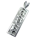 P187--8mm Three Turtle Vertical Pendant--Hawaiian Silver Jewelry