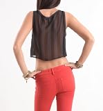 Nollie Womens Cropped Chiffon Back Tank