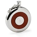 Oxford Round Leather Flask w/Shot (1 per order) Personalized Gift Favors
