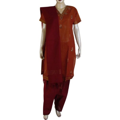 Latest Salwar Kameez Cotton Printed Embroidered Dress Size S (slk469)