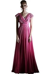 Sexy A-line V-neck Sleeveless Cocktail Floor Length Chiffon/Organza/Polyester/Satin Backless Beaded Evening Dress/Homecoming Dress/Pageant Dress/Prom Dress/Party Dress/Wedding Dress 