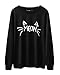 Halife Women's Cute Cat Face and Meow Letter Print Lightweight Sweatshirt