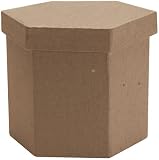 DCC Paper Mache Tall Hexagon Box, 3 by 3 by 3-Inch