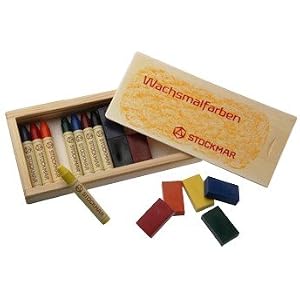 Stockmar Beeswax Crayons Mixed Set in Wooden Storage Case by