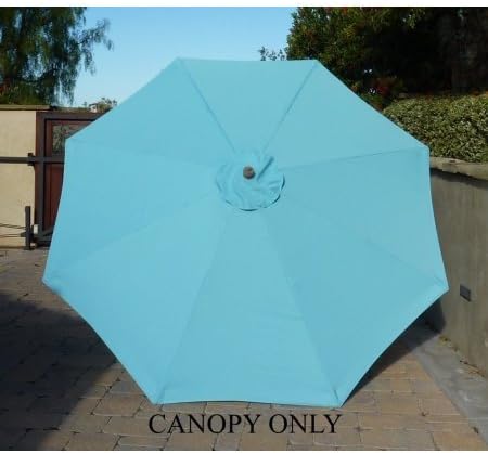Formosa Covers 9ft Umbrella Replacement Canopy 8 Ribs in Light Blue (Canopy Only) | UV Treated and Water Repellent Umbrella Replacement Canopy