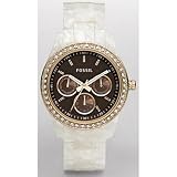 Fossil Stella Resin Watch - Pearlized White with Gold-Tone