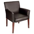 Caressoft Guest Chair with Mahogany Finish - Black