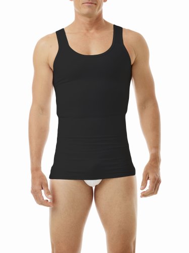 Underworks Mens Compression Body Shirt Girdle Gynecomastia Shirt Medium Black