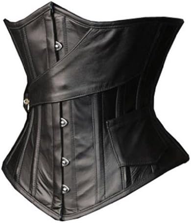 Camellias Leather Steel Boned Waist Training Corset Underbust Waist Shaper
