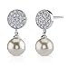 Pageant Desire: Sterling Silver Celebrity style Bridal Jewelry CZ Diamond Disc Studs with Drop White Faux Pearls