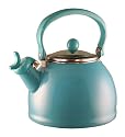 Calypso Basics 2.2-Quart Whistling Teakettle with Glass Lid, Turquoise