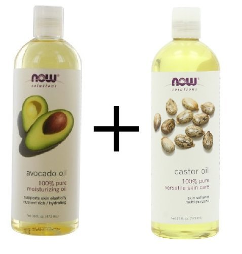 Bundle: Now Foods Avocado Oil, 16 oz. PLUS Now Foods Castor Oil, 16 oz.