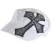 Patch Cross Crystal Frayed Cadet Castro Hat Cap White