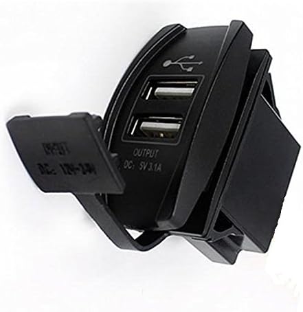 SinoAuto Universal Car Charger for Rocker Switch Panel, W/ Dual USB Ports Rapid Charging for iPhone 6 6S Plus Android Windows Smartphones Tablets - White LED Light