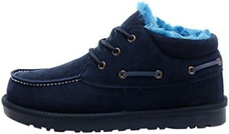 KAMEIQI Christmas Men Warm Pure Color Clearance Shoelace Snow Boots(7.5 D(M)US,blue)