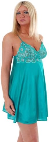 Womens Teal Plus Chemise Sheer Floral Lace Cups Flowing Semi Sheer Nightie Sizes: 1X