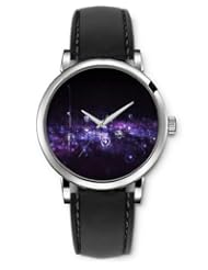 SPRAWL Aanalog Fashion Series Silver Ladies Watches of Genuine Black Leather Strap,Unique Wrist Watch for Women Girls Designed with Records in the galaxy transparent