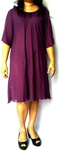 Floral Round Neckline Short Sleeve Plus Size 2XL Tunic Flowing (2XL, purple)