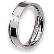 Grooved Polished Titanium and 1/4ct. Diamond Ring (6.0 mm) With Wood Box - Sizes 6-13