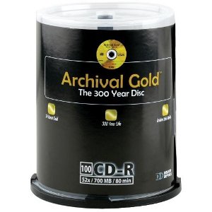 100SPINDLE Archival Gold CDs with Scratch Armor Retail Pkg On Sale