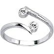 Solid 14K White Gold .02 Carat Genuine Diamond Adjustable Toe Ring