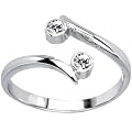 Solid 14K White Gold .02 Carat Genuine Diamond Adjustable Toe Ring