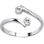 Solid 14K White Gold .02 Carat Genuine Diamond Adjustable Toe Ring