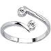 Solid 14K White Gold .02 Carat Genuine Diamond Adjustable Toe Ring