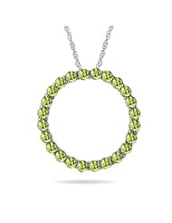 1.00 Ct Peridot Circle Pendant in 14K White Gold