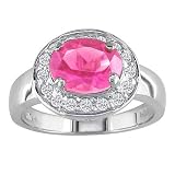 14k White Gold Pink Tourmaline and Diamond Ring