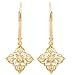 10k Yellow Gold Diamond Lever Back Floral Design title=