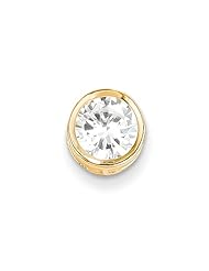 14k Yellow Gold 7mm Cubic Zirconia Bezel Pendant