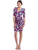 Plenty by Tracy Reese Womens Draped Surplice Dress, Azalea/Imperial Blue Chevron, Medium