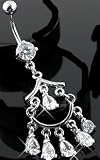 Chandelier belly button ring in Clear