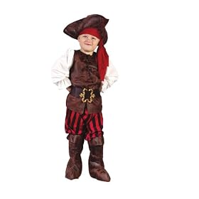 Halloween Classic Pirate Costume Toddler Boy High Seas 6 Piece Set Large 3T - 4T