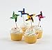 Party Partners Design Pinwheel Short Decorative Food Picks, Multicolored, 24 Count