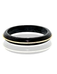 Diamond Pave Bakelite Bangle Bracelet 18kt Solid Gold Jewelry