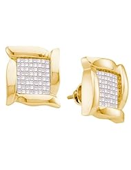 14KT Yellow Gold 0.98 CTW Invisible Diamond Earrings