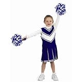 Jr. cheerleader with Briefs, Poms and Hair Band in Costume Blue / White