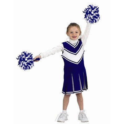 Jr. cheerleader with Briefs, Poms and Hair Band in Costume Blue / White