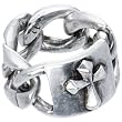 Oxidized Sterling Silver Stigma Chain Link Cross Ring